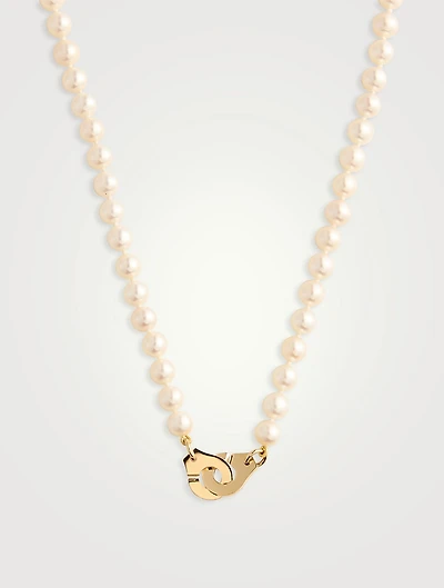 Small Menottes Dinh Van Pearl And 18K Gold Necklace