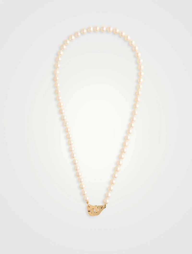 Small Menottes Dinh Van Pearl And 18K Gold Necklace