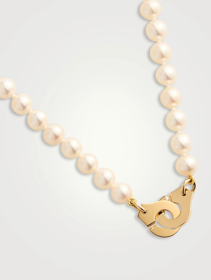 Small Menottes Dinh Van Pearl And 18K Gold Necklace