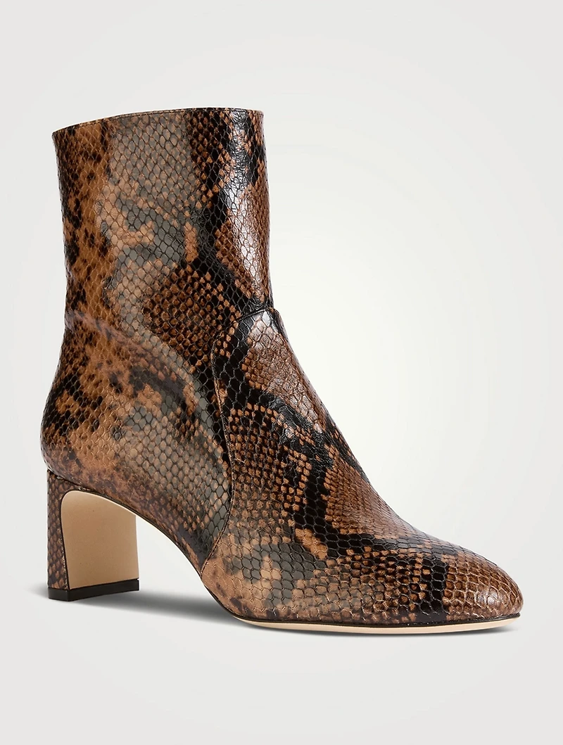 Babette Snakeskin-Embossed Leather Ankle Boots