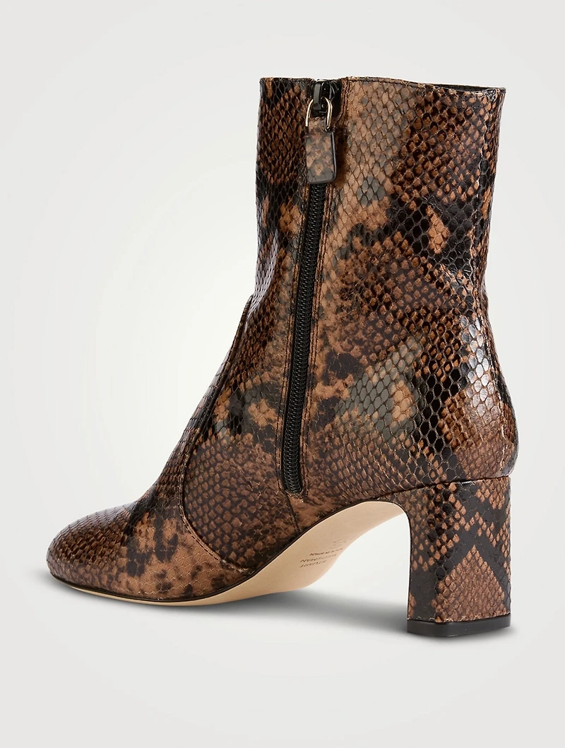 Babette Snakeskin-Embossed Leather Ankle Boots