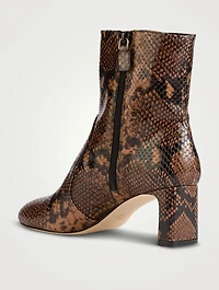 Babette Snakeskin-Embossed Leather Ankle Boots