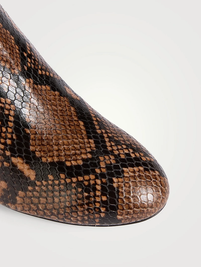Babette Snakeskin-Embossed Leather Ankle Boots