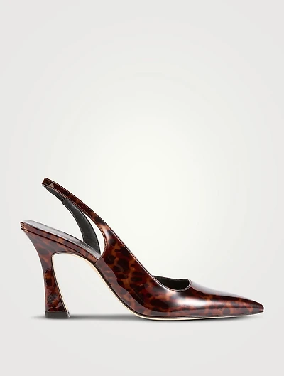 Vinnie Patent Leather Slingback Pumps Tortoise Print