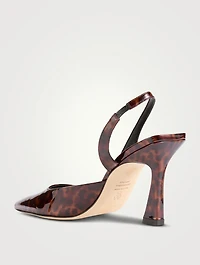 Vinnie Patent Leather Slingback Pumps Tortoise Print