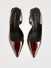 Vinnie Patent Leather Slingback Pumps Tortoise Print