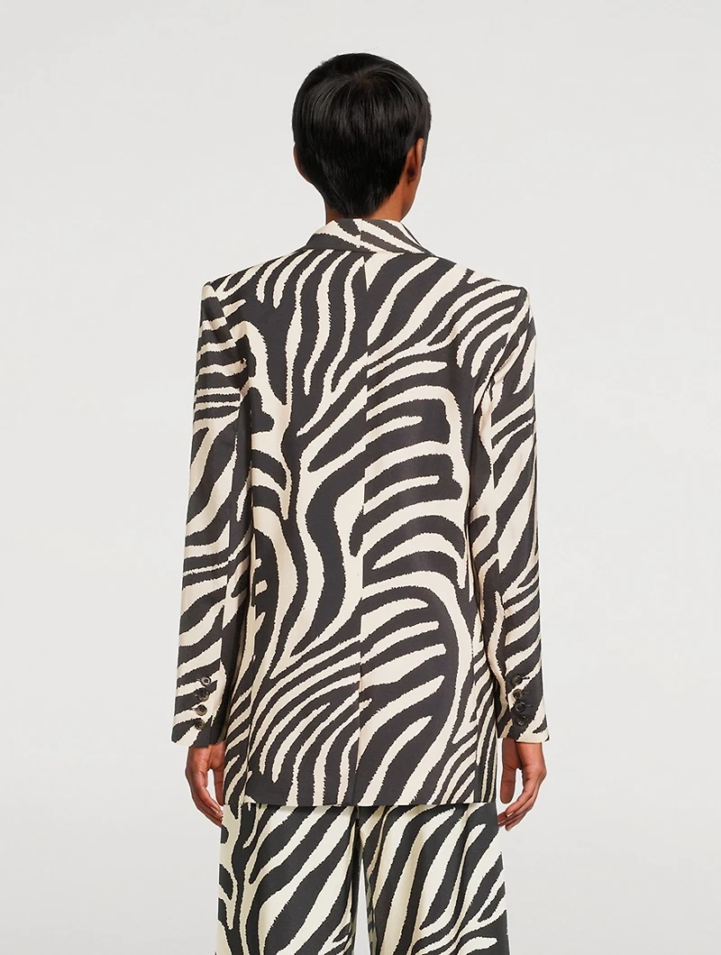 Shawl-Collar Blazer Zebra Print