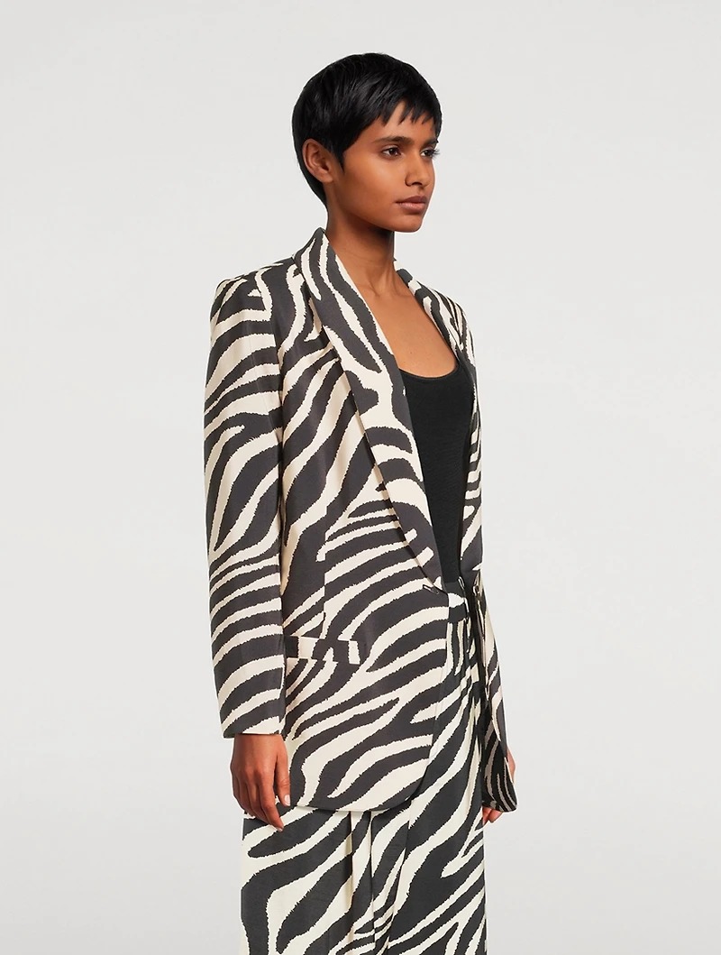 Shawl-Collar Blazer Zebra Print