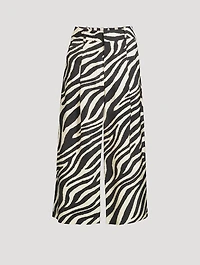Pleated Wide-Leg Trousers Zebra Print
