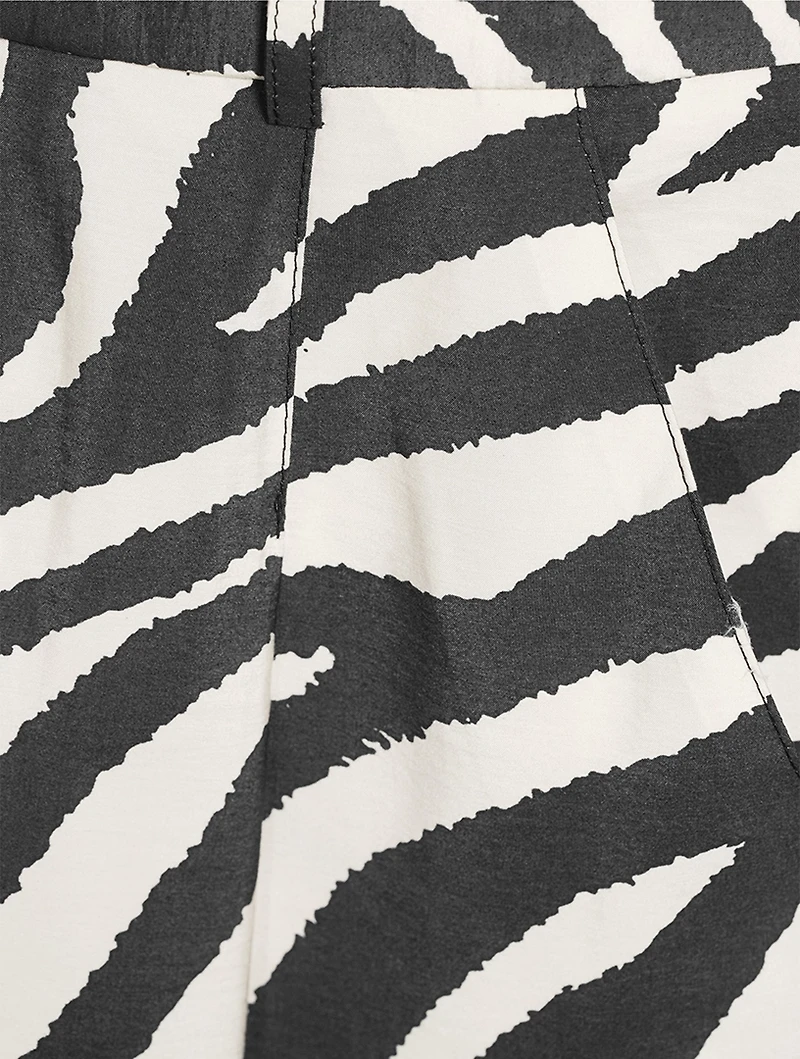 Pleated Wide-Leg Trousers Zebra Print