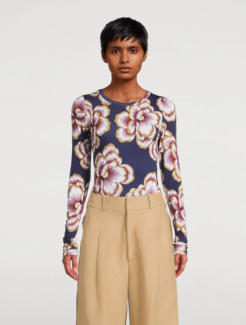 Long-Sleeve T-Shirt Floral Print