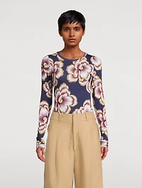 Long-Sleeve T-Shirt Floral Print