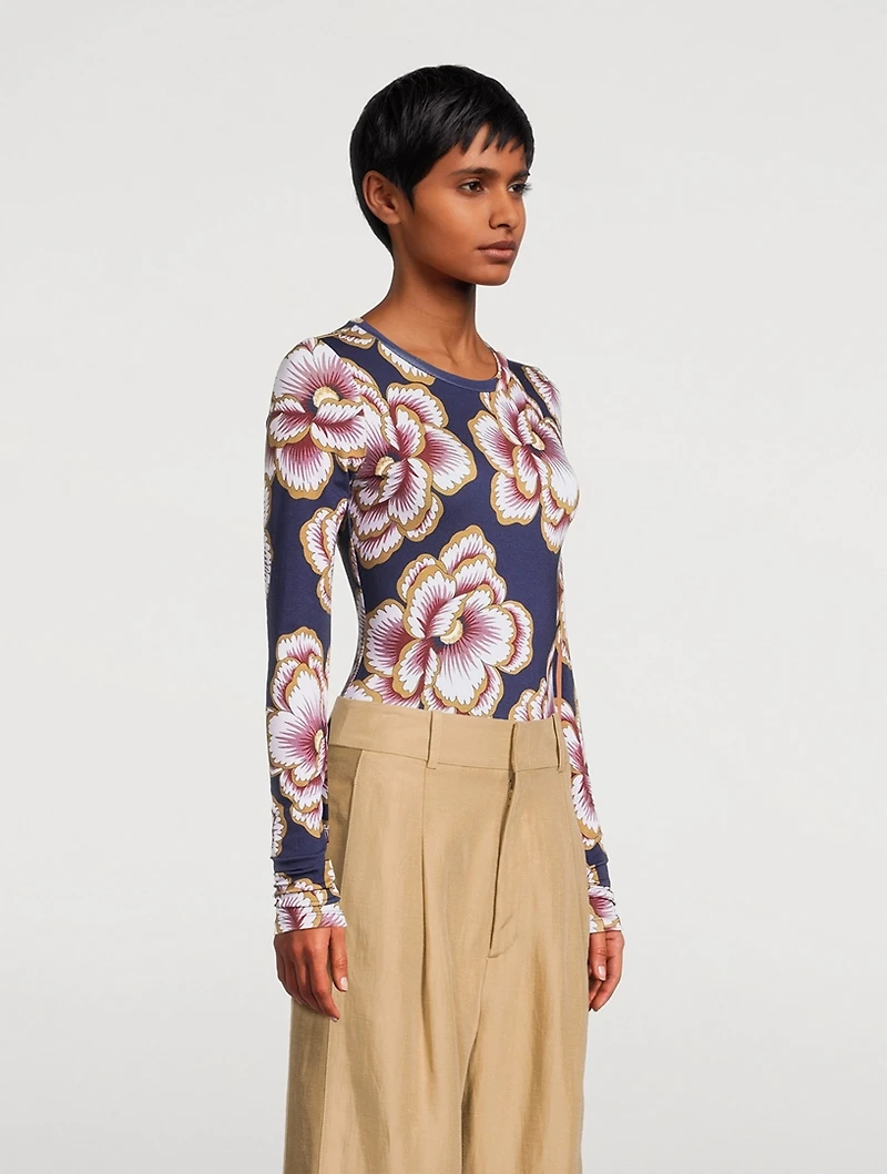 Long-Sleeve T-Shirt Floral Print
