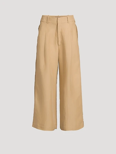 Pleated Wide-Leg Tuxedo Trousers
