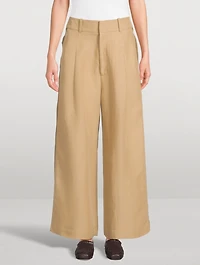 Pleated Wide-Leg Tuxedo Trousers