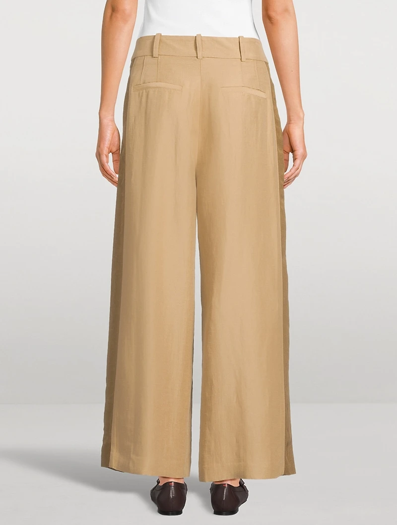 Pleated Wide-Leg Tuxedo Trousers