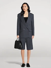 Pleated Linen Shorts Glen Check Print