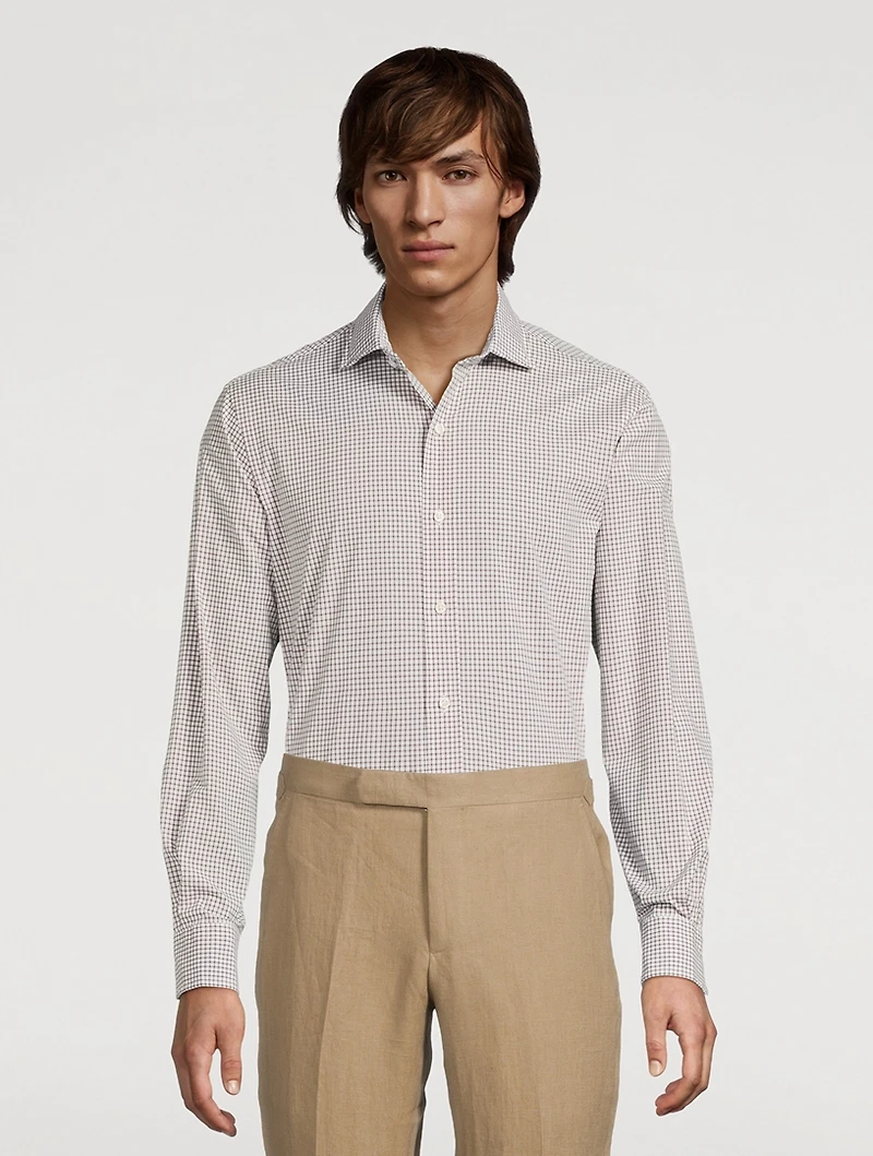 Cotton Poplin Shirt Check Print