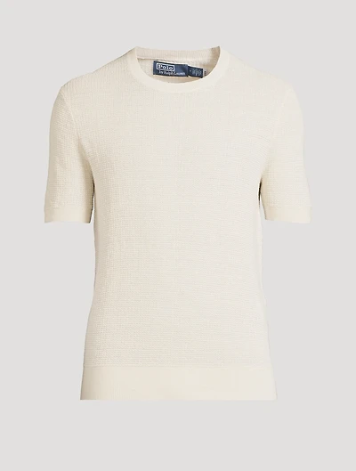 Textured Linen Short-Sleeve Sweater