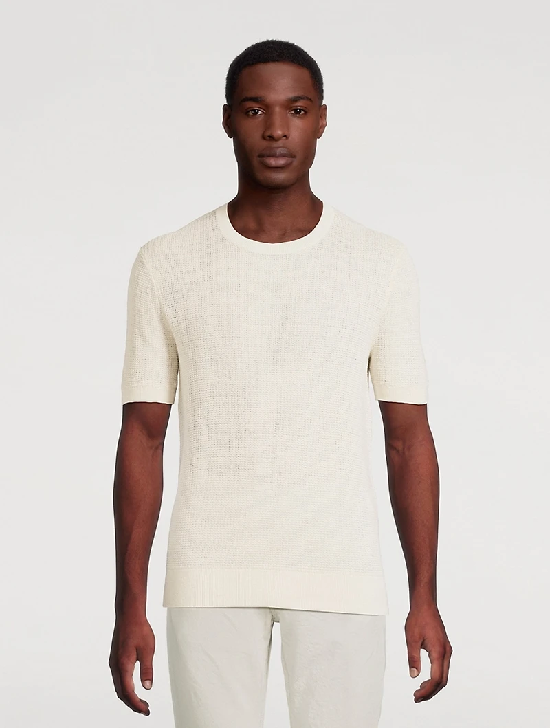 Textured Linen Short-Sleeve Sweater
