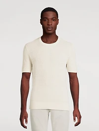 Textured Linen Short-Sleeve Sweater