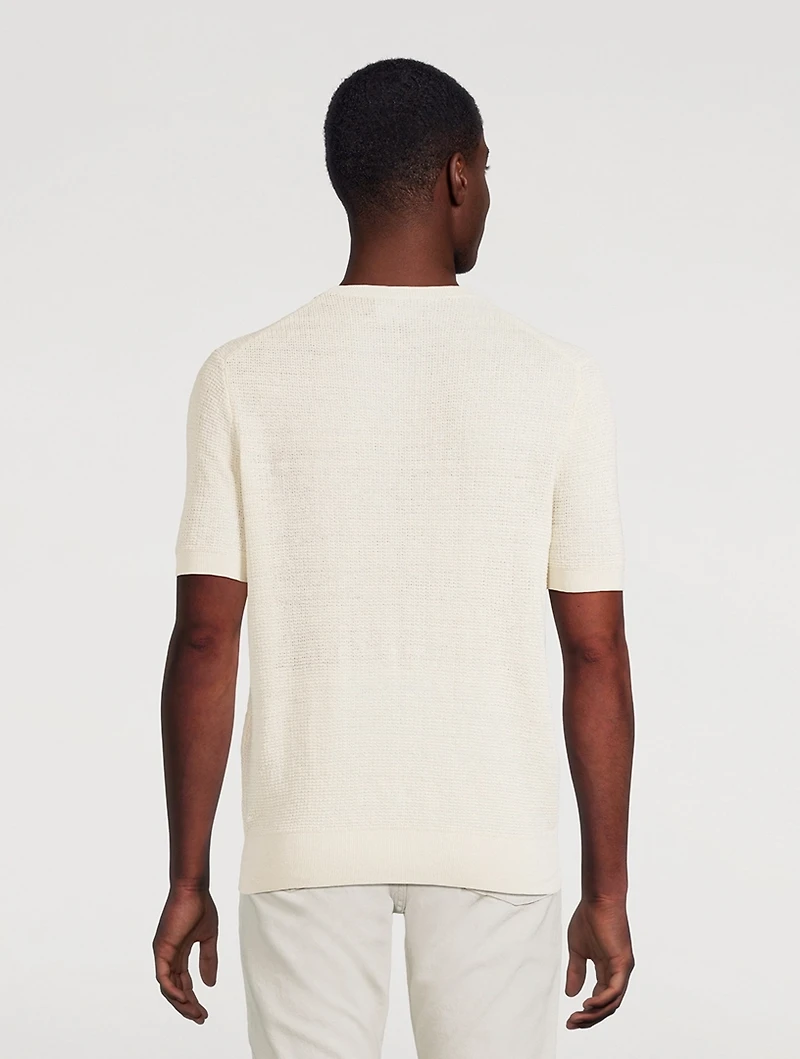 Textured Linen Short-Sleeve Sweater
