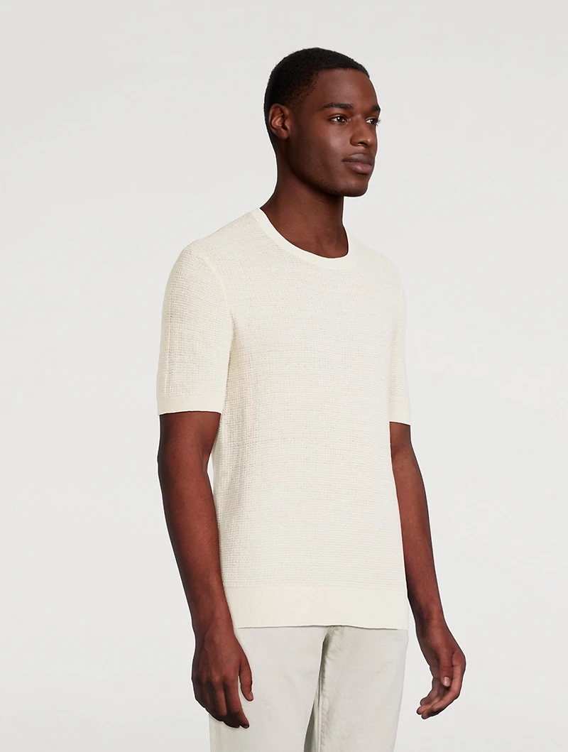 Textured Linen Short-Sleeve Sweater