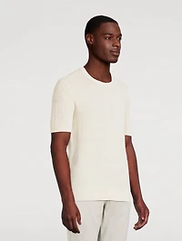 Textured Linen Short-Sleeve Sweater