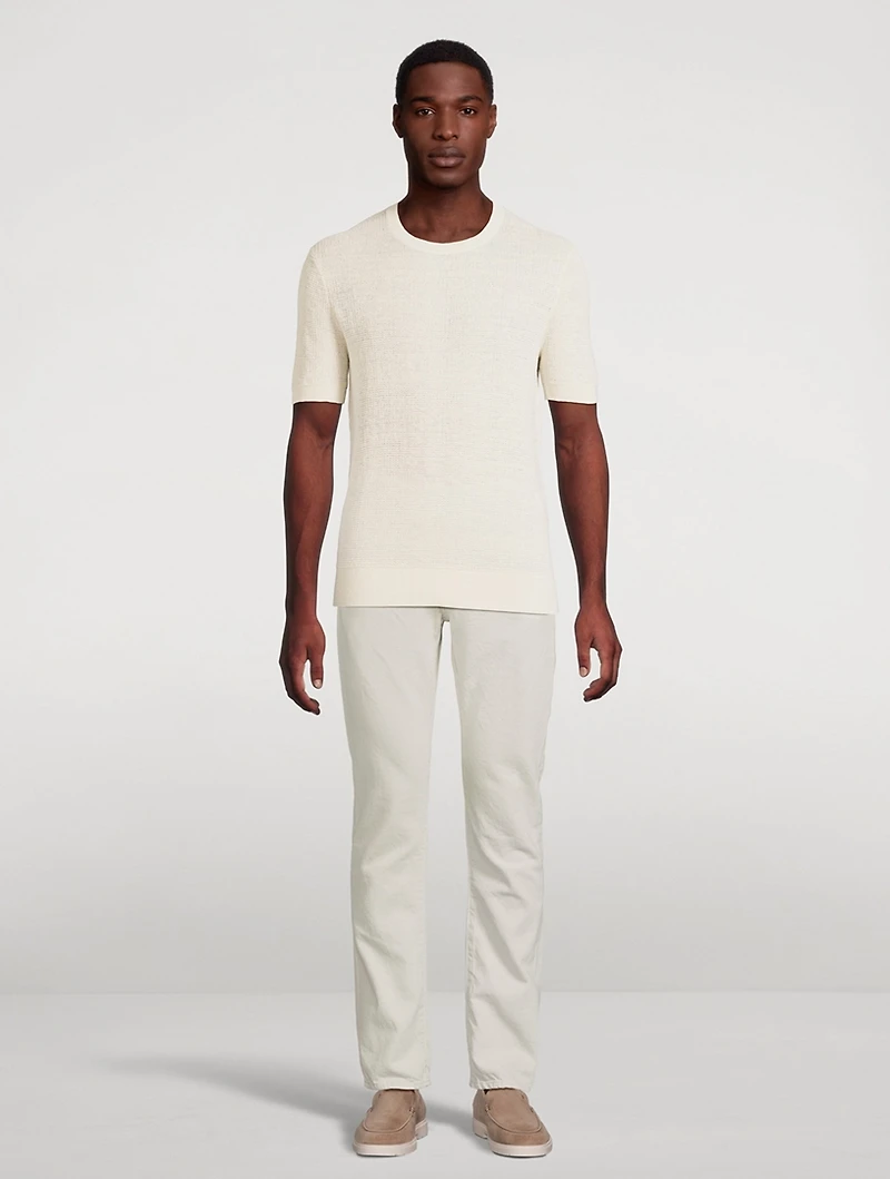 Textured Linen Short-Sleeve Sweater