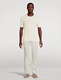 Textured Linen Short-Sleeve Sweater