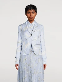Silk Twill Blazer Feather Print