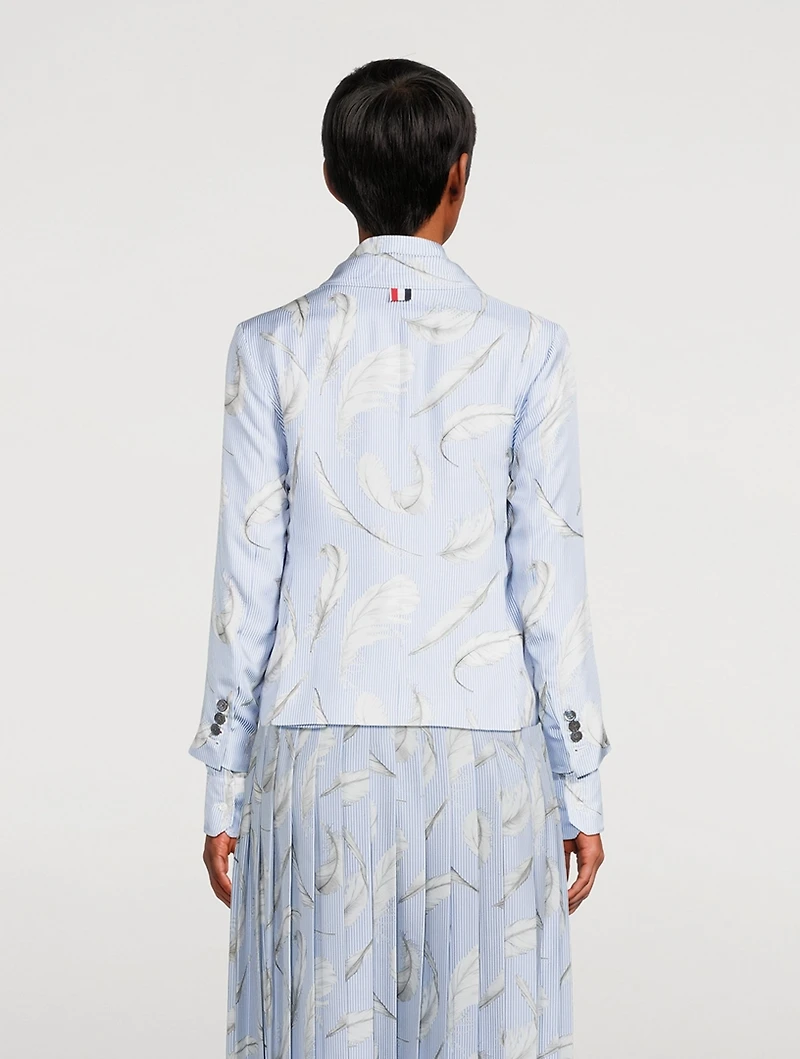 Silk Twill Blazer Feather Print