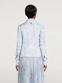 Silk Twill Blazer Feather Print