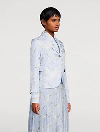 Silk Twill Blazer Feather Print