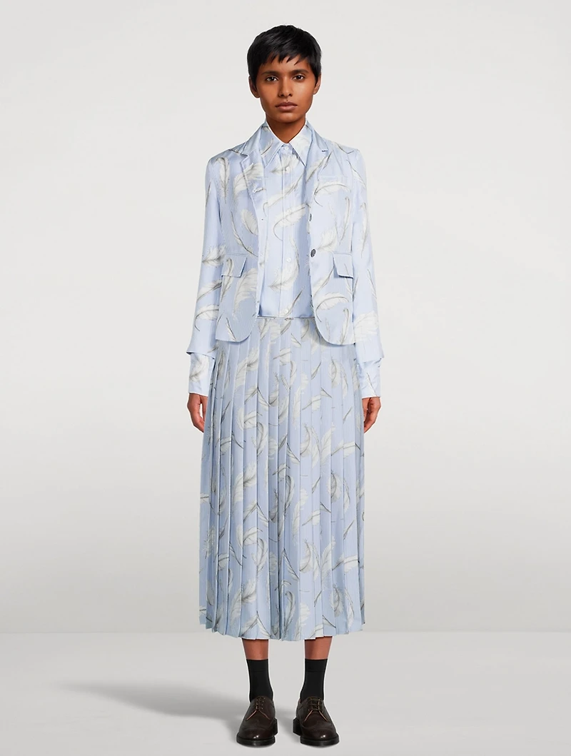 Silk Twill Blazer Feather Print