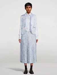 Silk Twill Blazer Feather Print