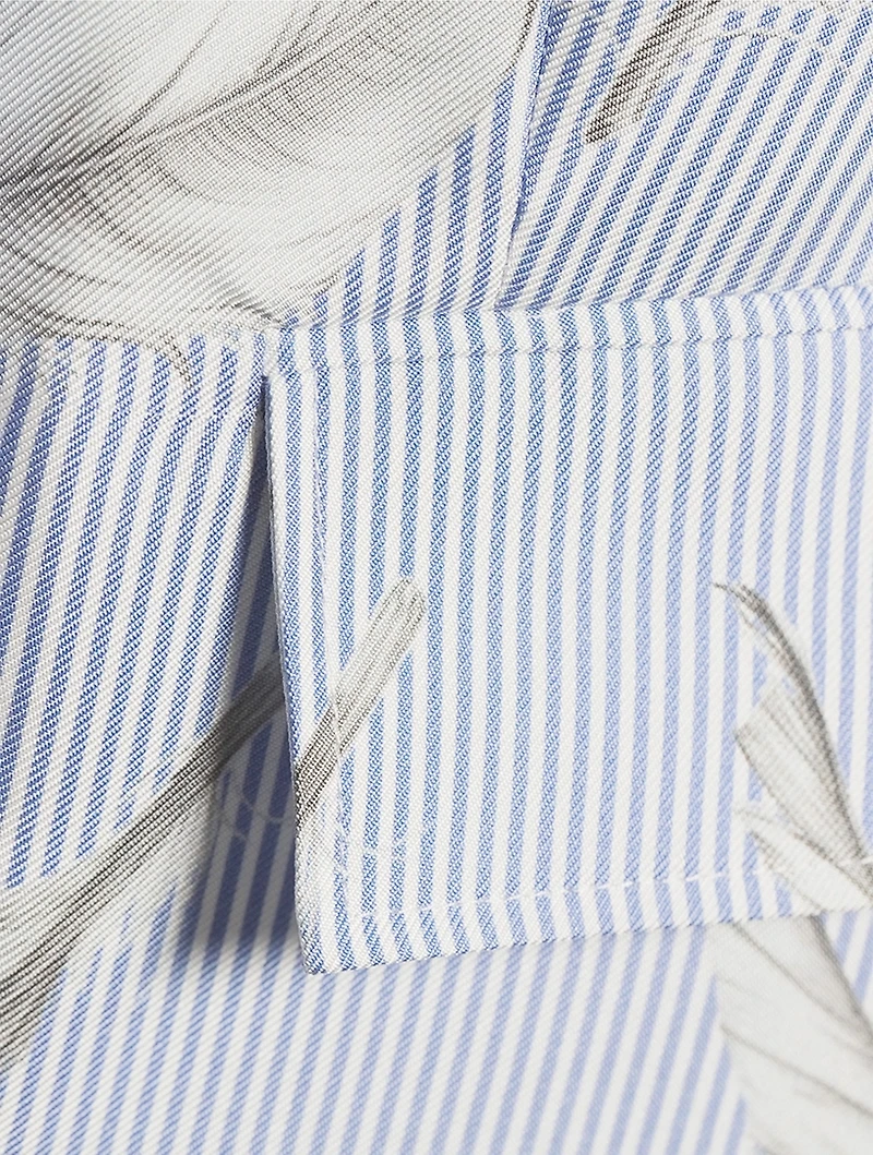 Silk Twill Blazer Feather Print