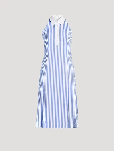 Halter Shirt Dress Awning Stripe Print