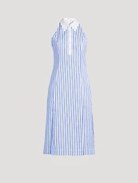 Halter Shirt Dress Awning Stripe Print