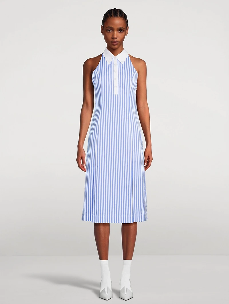 Halter Shirt Dress Awning Stripe Print