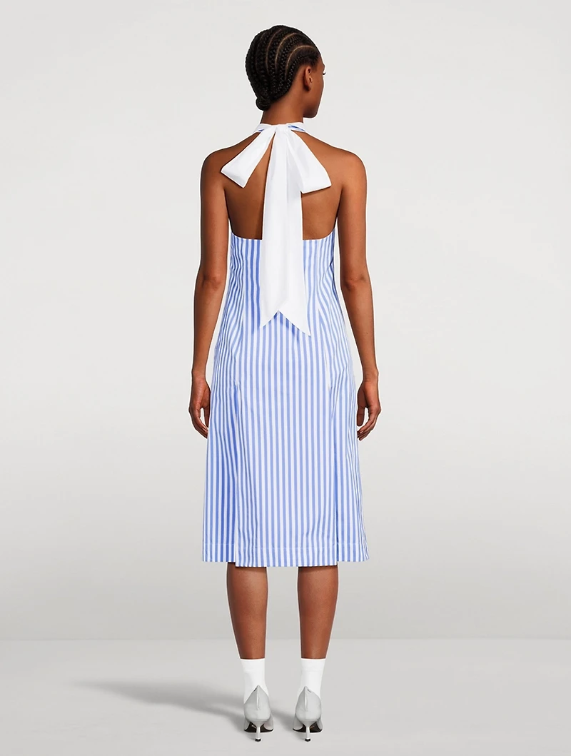 Halter Shirt Dress Awning Stripe Print