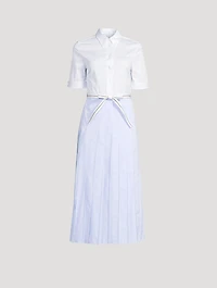 Belted Poplin Shirt Dress Stripe Print