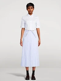 Belted Poplin Shirt Dress Stripe Print
