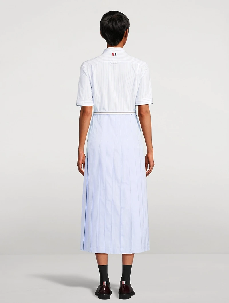 Belted Poplin Shirt Dress Stripe Print