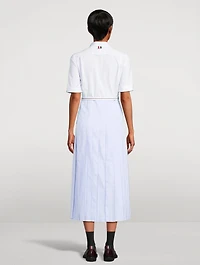 Belted Poplin Shirt Dress Stripe Print