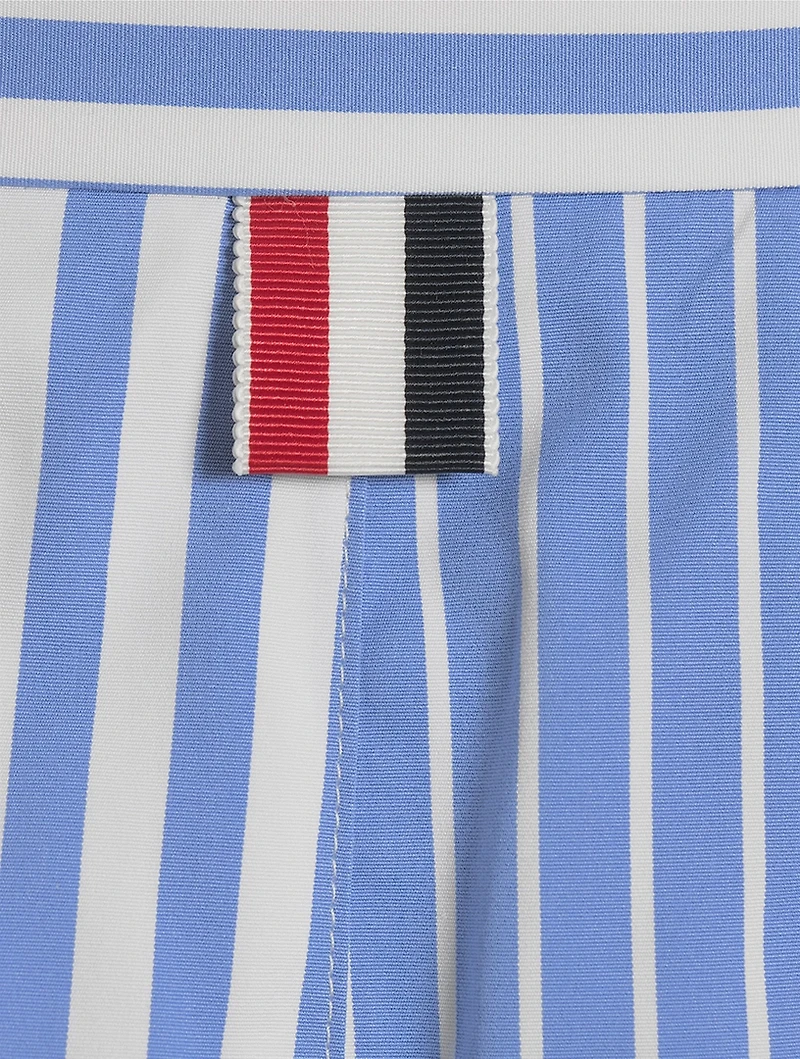 Funmix Pleated Midi Skirt Awning Stripe Print