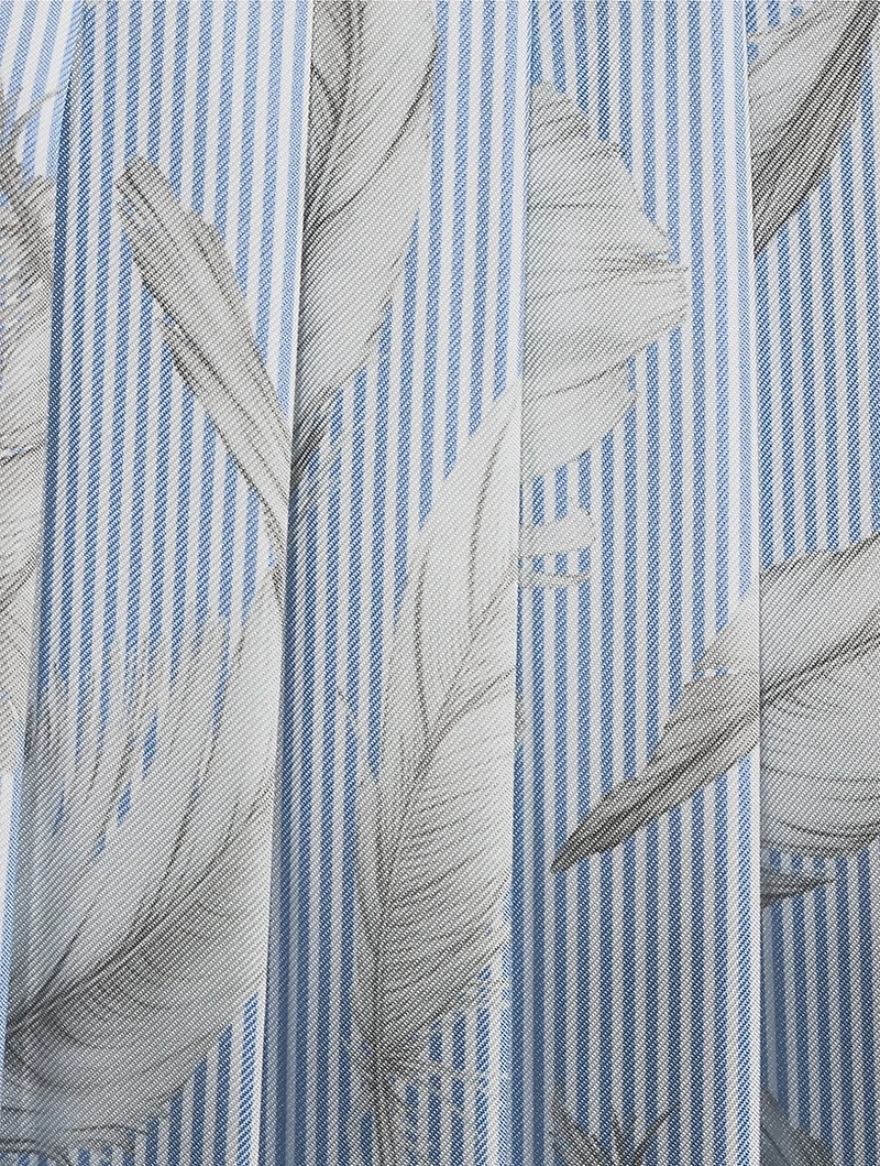Pleated Silk Twill Midi Skirt Feather Print