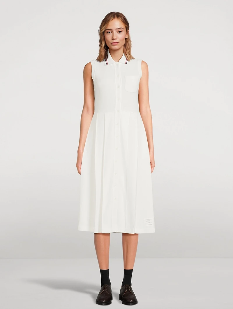 Cotton Waffle Polo Dress