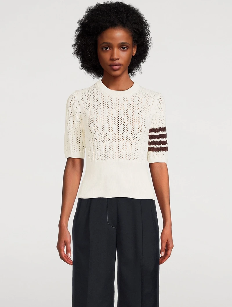 Pointelle Cable-Knit Sweater