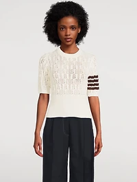 Pointelle Cable-Knit Sweater